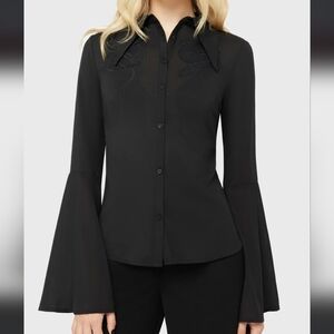 Killstar Black Button Down Shirt with Snake Detail